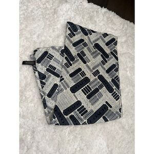 COACH Grey Logo Print 100% Silk Scarf